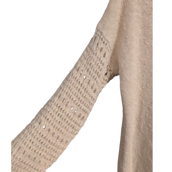 Lucky Brand Crochet-Sleeve Sweater with Back Button Detail – Size XL - Picture 2 of 5